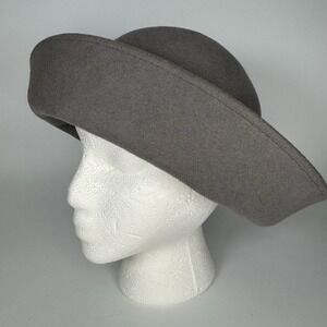 Vintage Michael Howard 100% Wool Women's Gray Hat Derby Cloche Rolled Rim 1970s